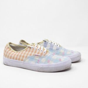 Vans Women Cherry Embroidered Pastel Rainbow Authentic Gingham Sneakers Size 8.5